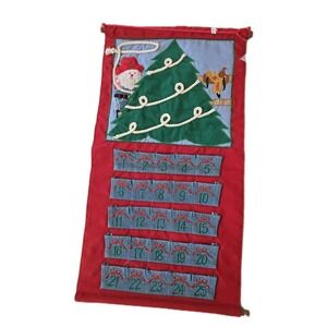 NIB Fabric Christmas Advent Calendar Santa Cowboy Western Wall Hanging Denim